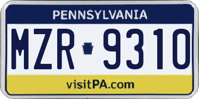 PA license plate MZR9310
