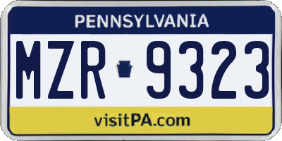 PA license plate MZR9323