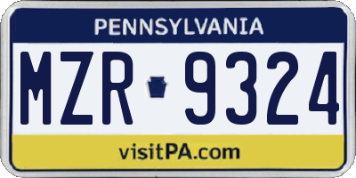 PA license plate MZR9324