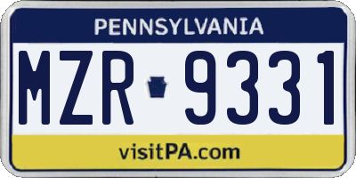 PA license plate MZR9331