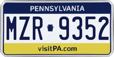 PA license plate MZR9352