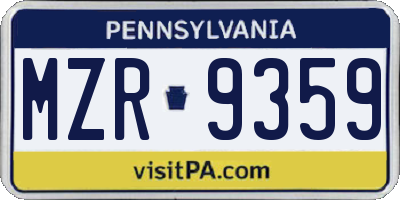 PA license plate MZR9359