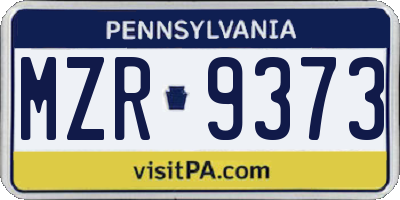 PA license plate MZR9373