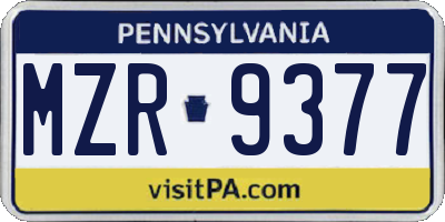 PA license plate MZR9377