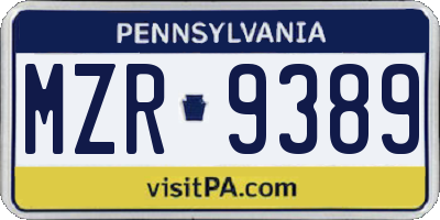 PA license plate MZR9389