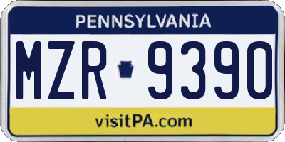 PA license plate MZR9390