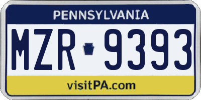 PA license plate MZR9393