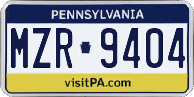 PA license plate MZR9404