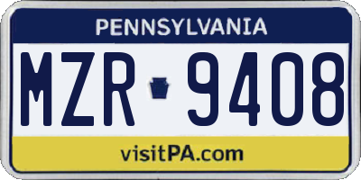 PA license plate MZR9408