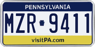 PA license plate MZR9411