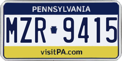 PA license plate MZR9415
