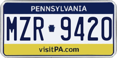 PA license plate MZR9420
