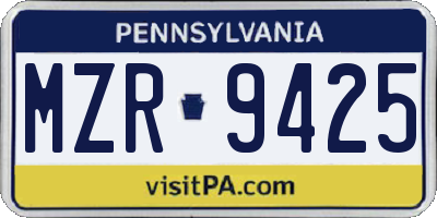 PA license plate MZR9425