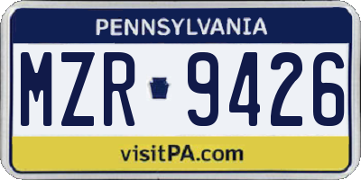 PA license plate MZR9426