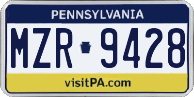 PA license plate MZR9428