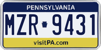 PA license plate MZR9431
