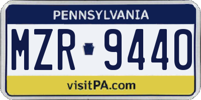 PA license plate MZR9440