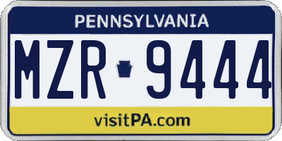 PA license plate MZR9444