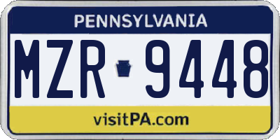 PA license plate MZR9448