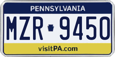 PA license plate MZR9450