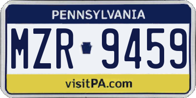 PA license plate MZR9459