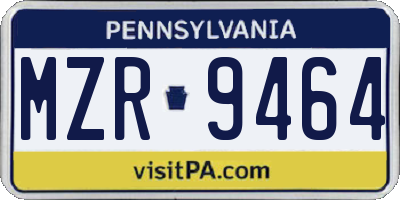 PA license plate MZR9464