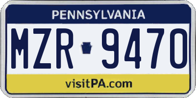PA license plate MZR9470