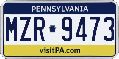 PA license plate MZR9473