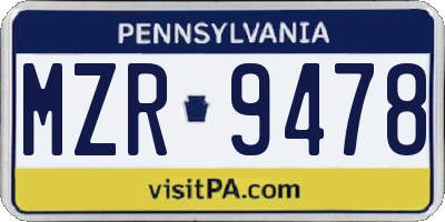 PA license plate MZR9478
