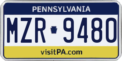 PA license plate MZR9480