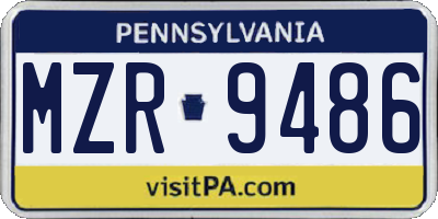 PA license plate MZR9486