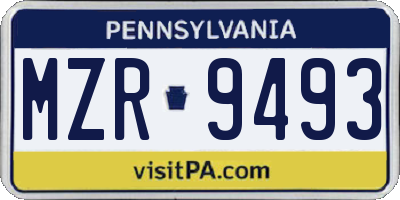 PA license plate MZR9493