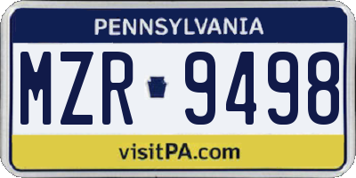 PA license plate MZR9498