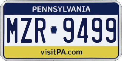 PA license plate MZR9499