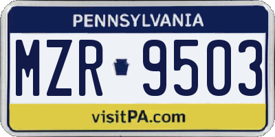 PA license plate MZR9503