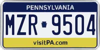 PA license plate MZR9504