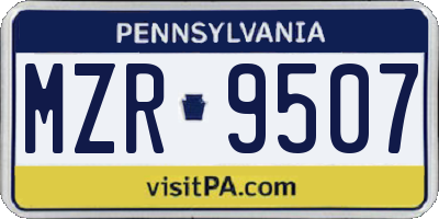 PA license plate MZR9507