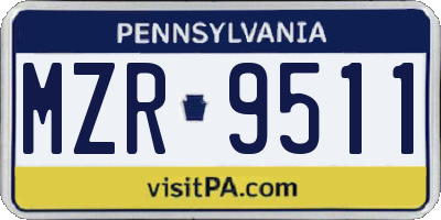 PA license plate MZR9511