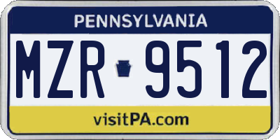 PA license plate MZR9512