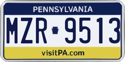 PA license plate MZR9513