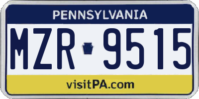 PA license plate MZR9515