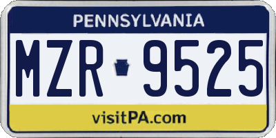 PA license plate MZR9525