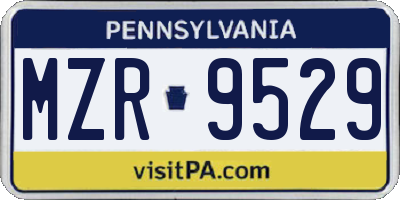 PA license plate MZR9529