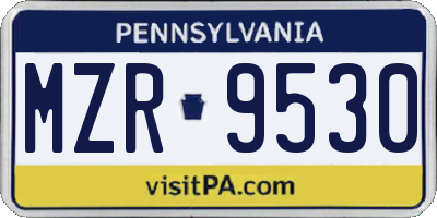 PA license plate MZR9530