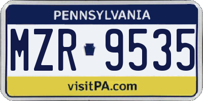 PA license plate MZR9535