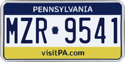 PA license plate MZR9541