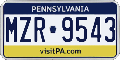 PA license plate MZR9543