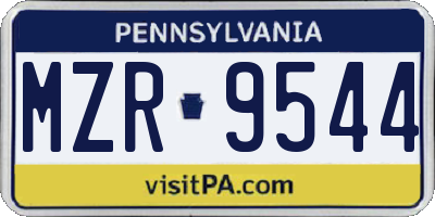 PA license plate MZR9544