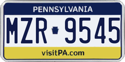 PA license plate MZR9545