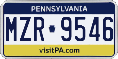 PA license plate MZR9546